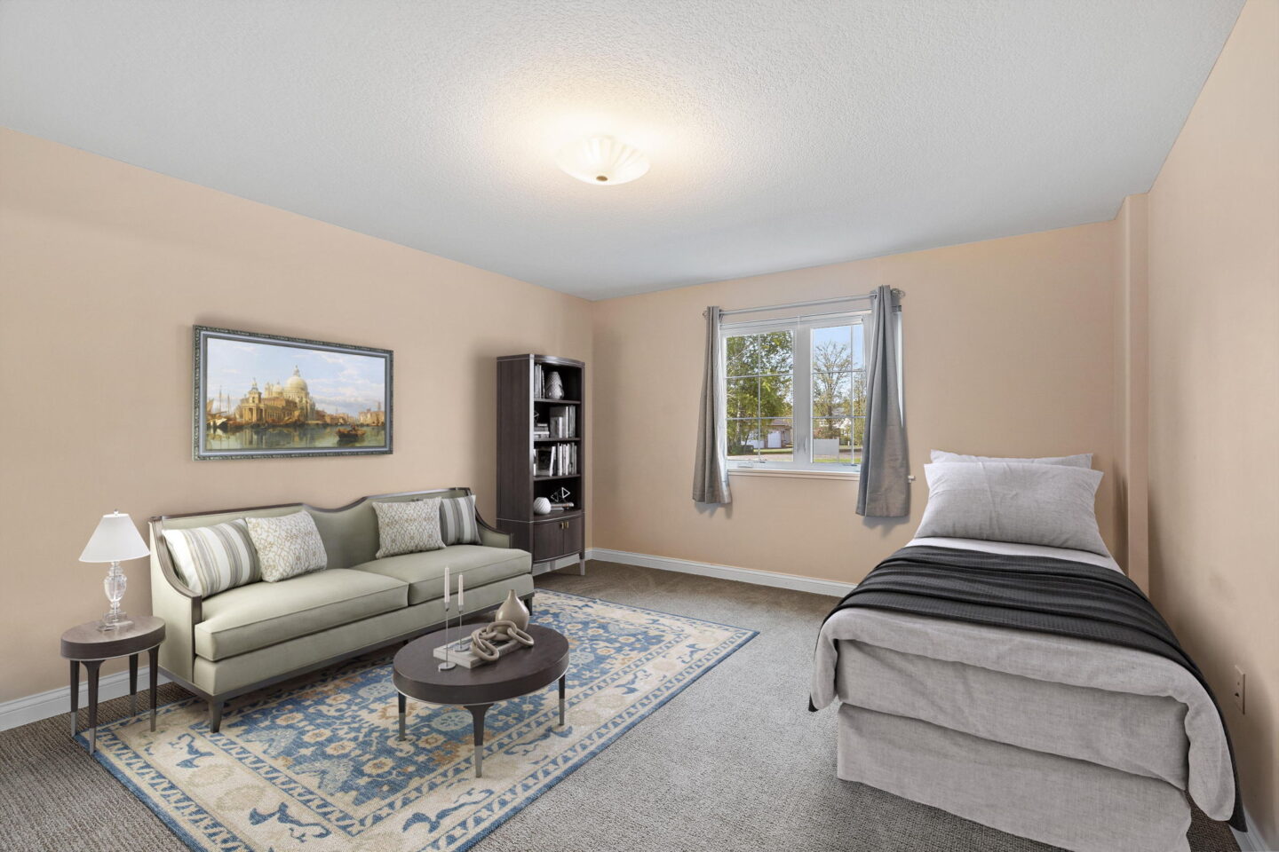 Studio apartment home with living and sleeping areas at Oakview Assisted Living in Moose Lake, Minnesota.